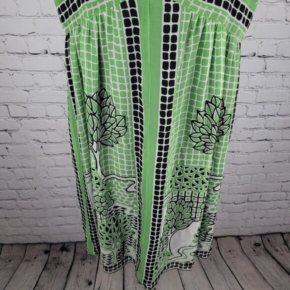 Anna Sui Anthropologie Green 100% Silk Sleeveless Lined Midi Dress 12 *defects - Picture 10 of 15